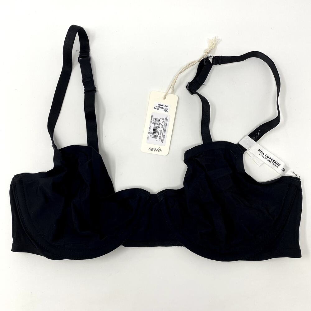 NEW Aerie Smoothez Black Neutral Full Coverage Unlined Underwire Bra 32C